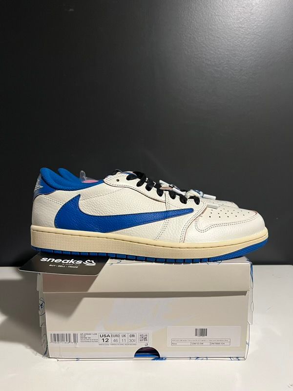NEW SIZE 12M Jordan 1 Retro Low OG SP Fragment x Travis Scott Sail Military Blue