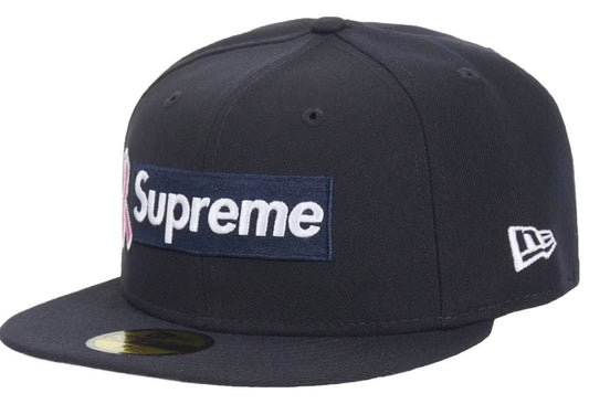 Supreme x New Era Breast Cancer Awareness Box Logo Fitted Hat Navy