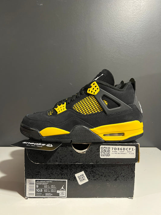 USED Air Jordan 4 Retro Thunder 2023 DH6927-017 SIZE 9M OG ALL AG25-197