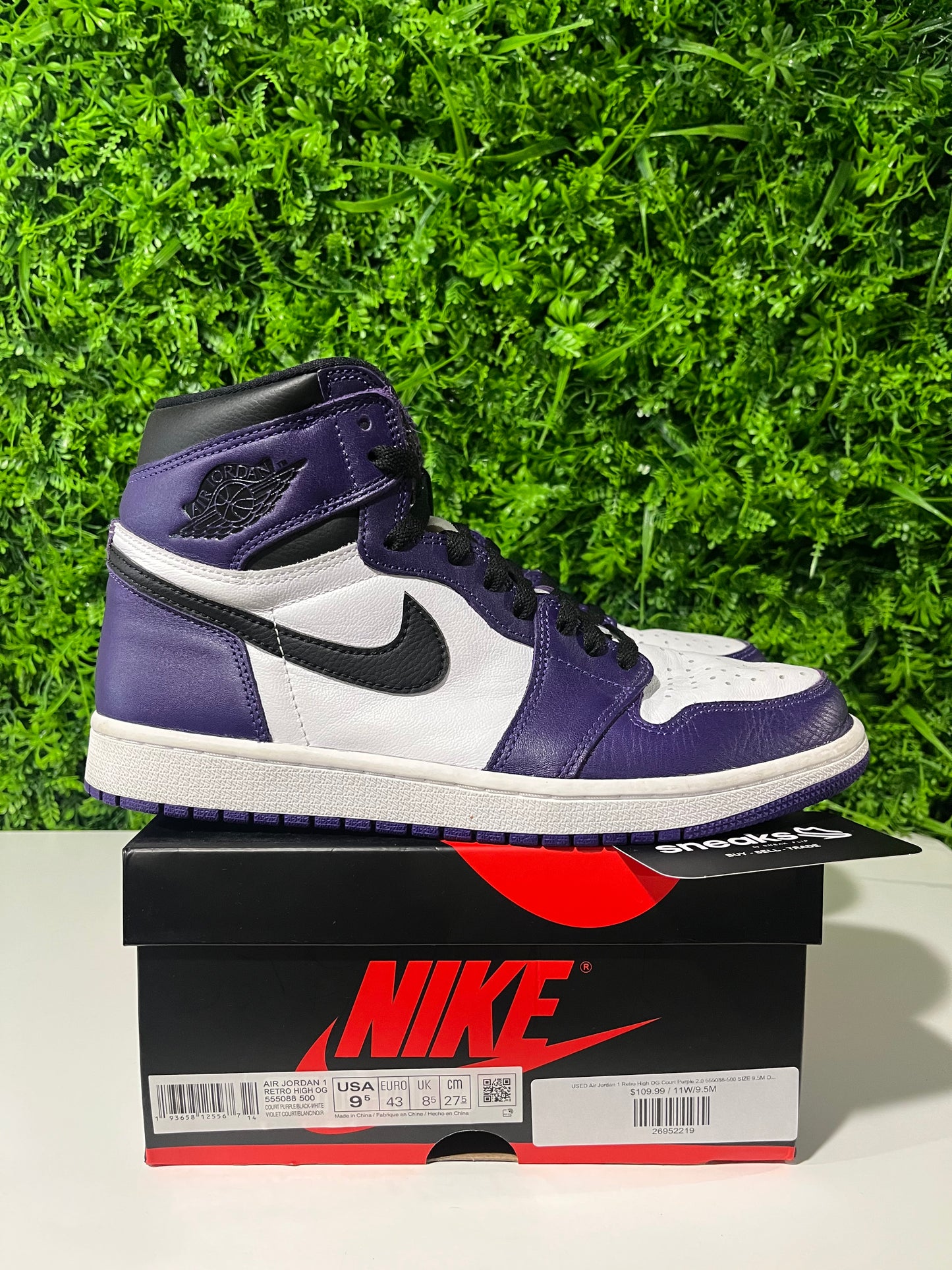 USED Air Jordan 1 Retro High OG Court Purple 2.0 555088-500 SIZE 9.5M OG ALL #1