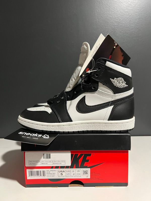 TRIED ON SIZE 5M Jordan 1 Retro High '85 Black White (2023) - Used