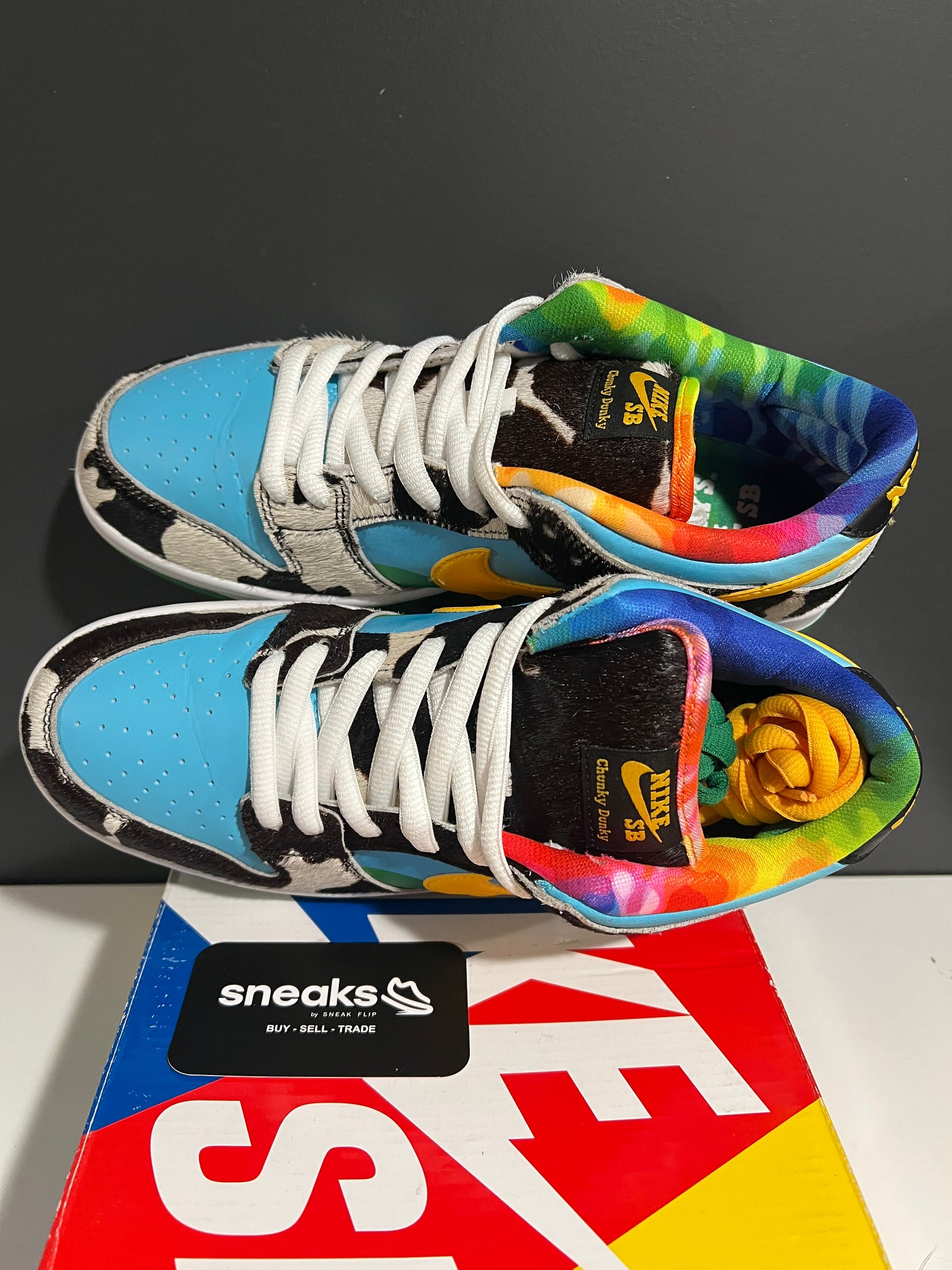 USED Ben & Jerry's x Dunk Low SB Chunky Dunky CU3244-100 SIZE 9M OG ALL AG25-217