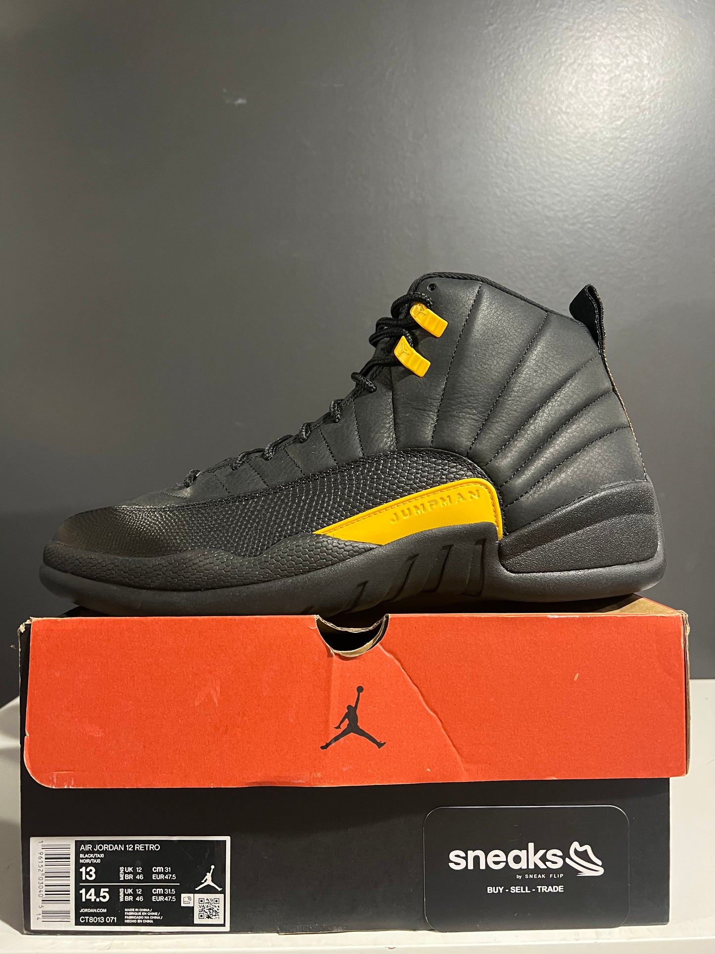 NEW Air Jordan 12 Retro Black Taxi CT8013-071 SIZE 13M OG ALL AG25-238
