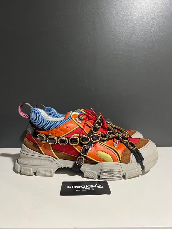 USED SIZE 12M Gucci Flashtrek Leather With Crystals Orange - USED NO BOX