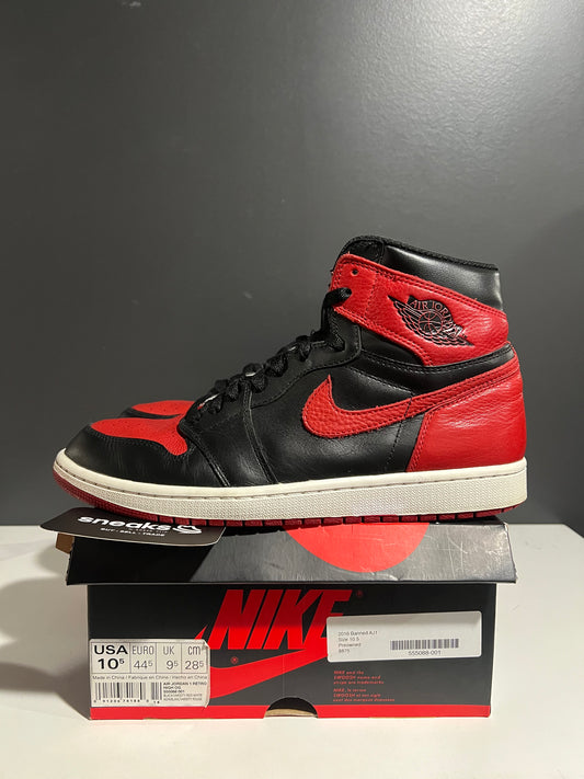 USED Air Jordan 1 Retro High OG Banned 2016 555088-001 SIZE 10.5M OG ALL AG25-264