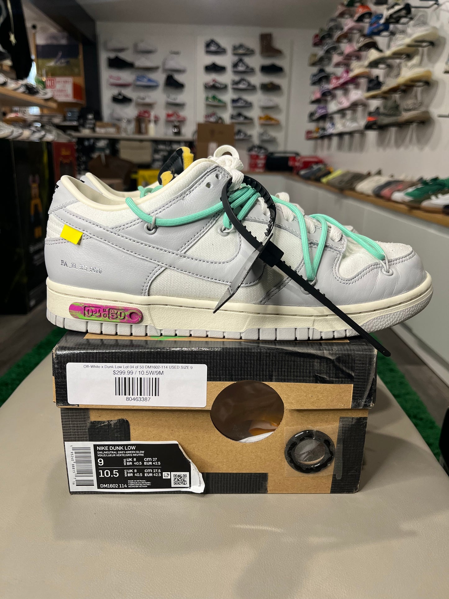 Off-White x Dunk Low Lot 04 of 50 DM1602-114 USED SIZE 9