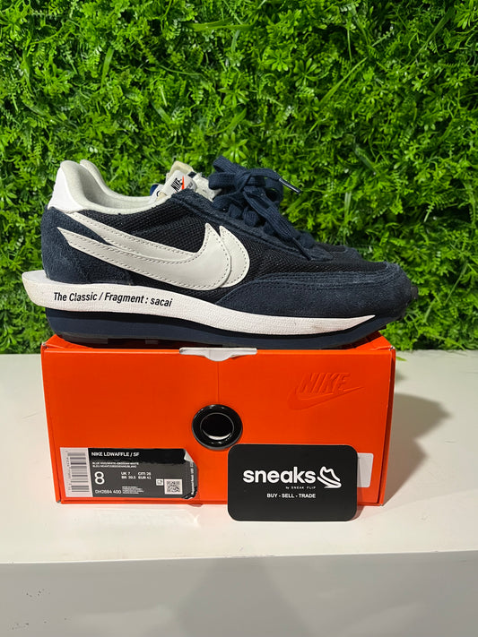 USED Fragment Design x sacai x LDV Waffle Blackened Blue DH2684-400 SIZE 8M OG ALL