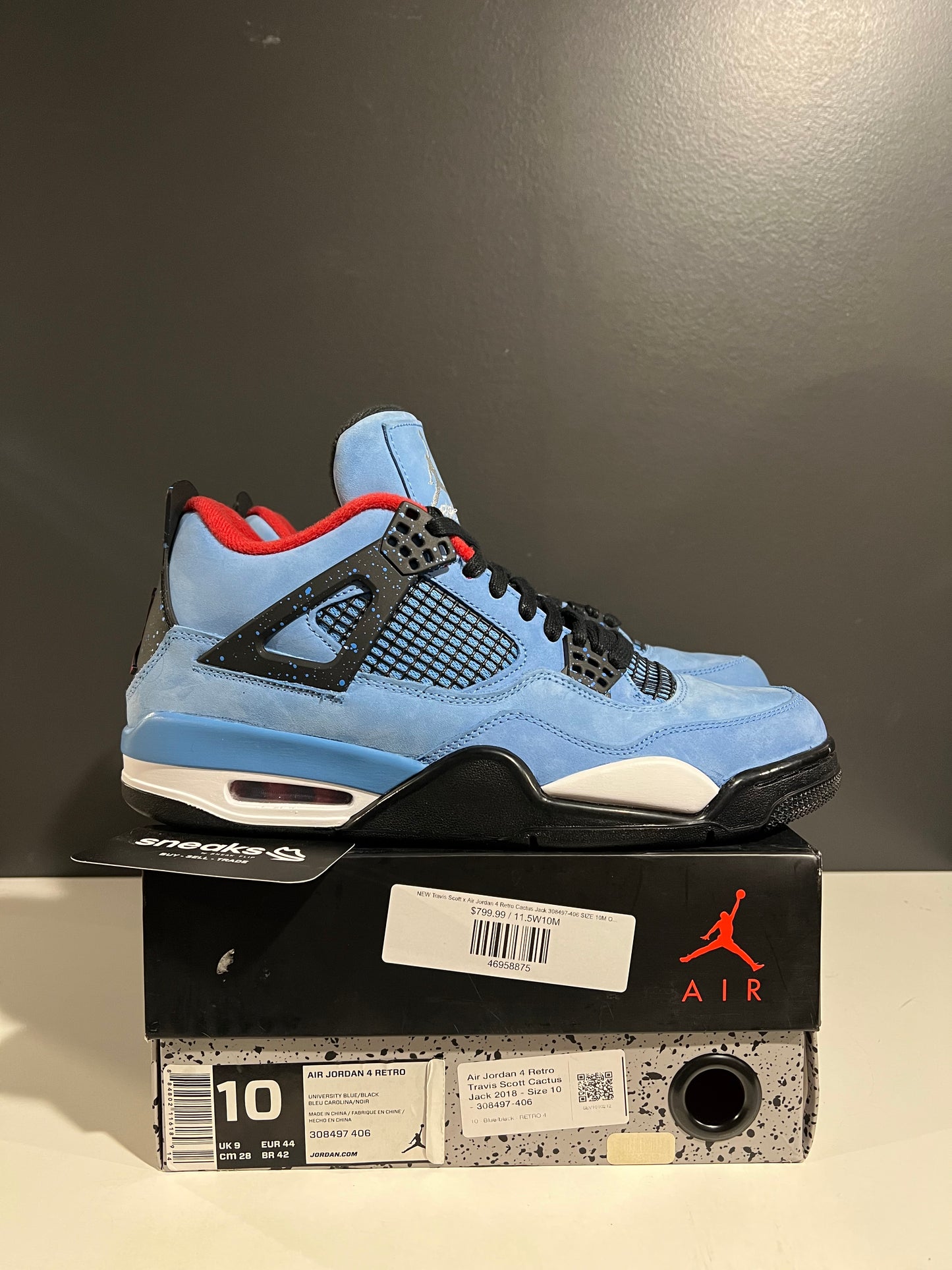 NEW Travis Scott x Air Jordan 4 Retro Cactus Jack 308497-406 SIZE 10M OG ALL AG25-213