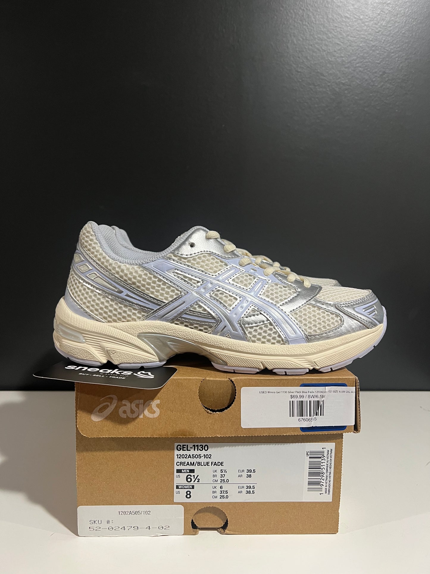 USED Wmns Gel 1130 Silver Pack Blue Fade 1202A505-102 SIZE 6.5M OG ALL