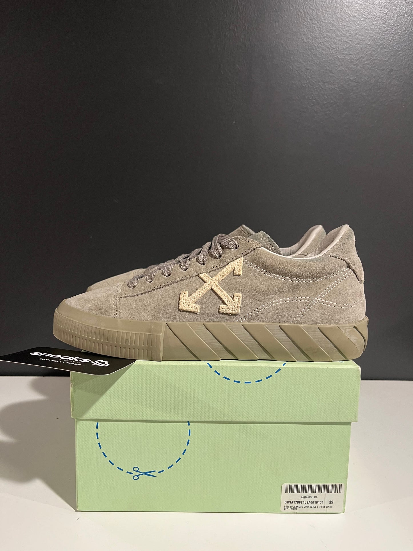 USED Off White Wmns Vulc Sneaker Dark Beige 0WIA178F21LEA0016101 39EU OG ALL