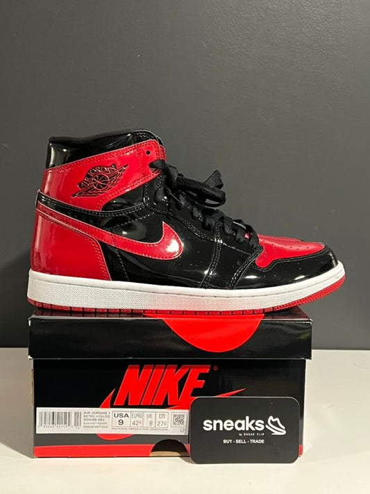 USED SIZE 9M Jordan 1 Retro High OG Patent Bred - Used