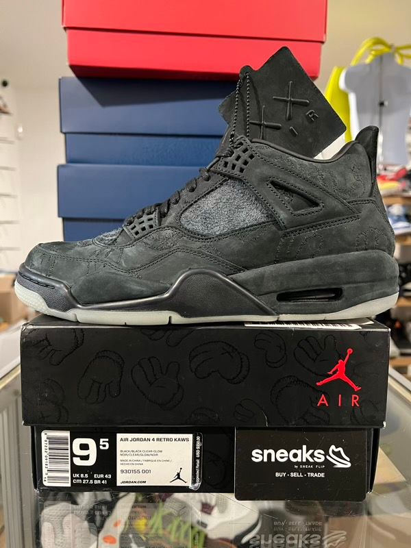 NEW SIZE 9.5M Jordan 4 Retro Kaws Black - New (WITH DEFECTS)