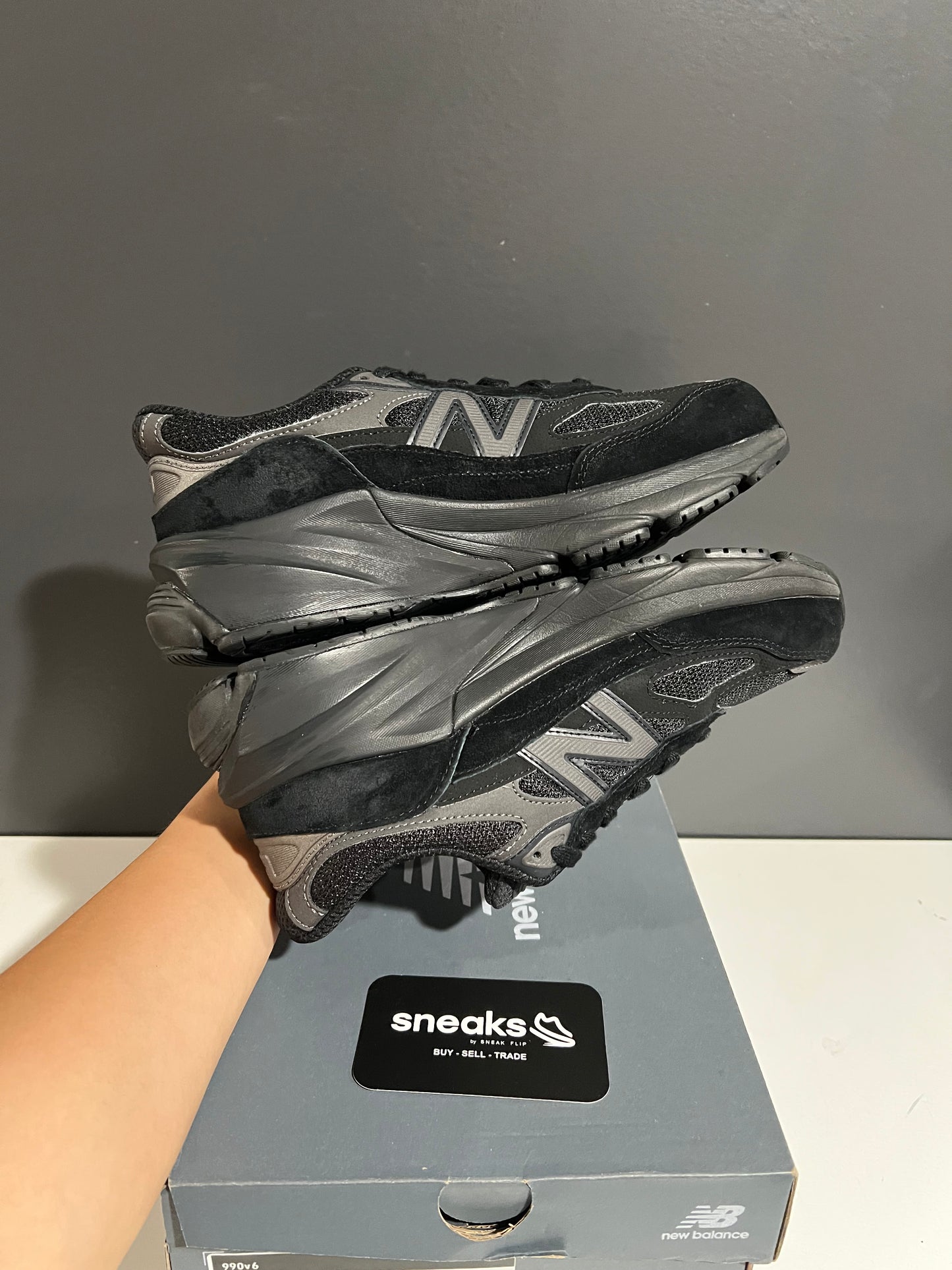 USED New Balance 990v6 Big Kid Black Metallic GC990BB6 SIZE 6.5Y OG ALL