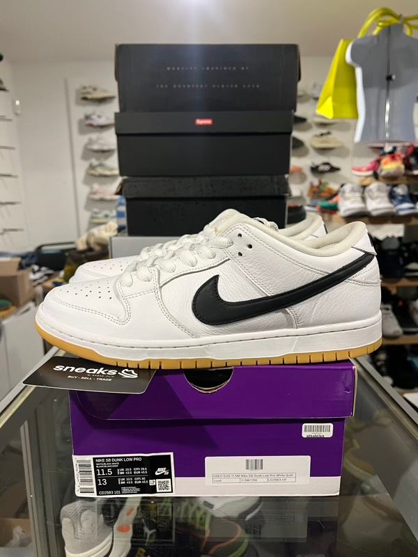 USED SIZE 11.5M Nike SB Dunk Low Pro White Gum - Used