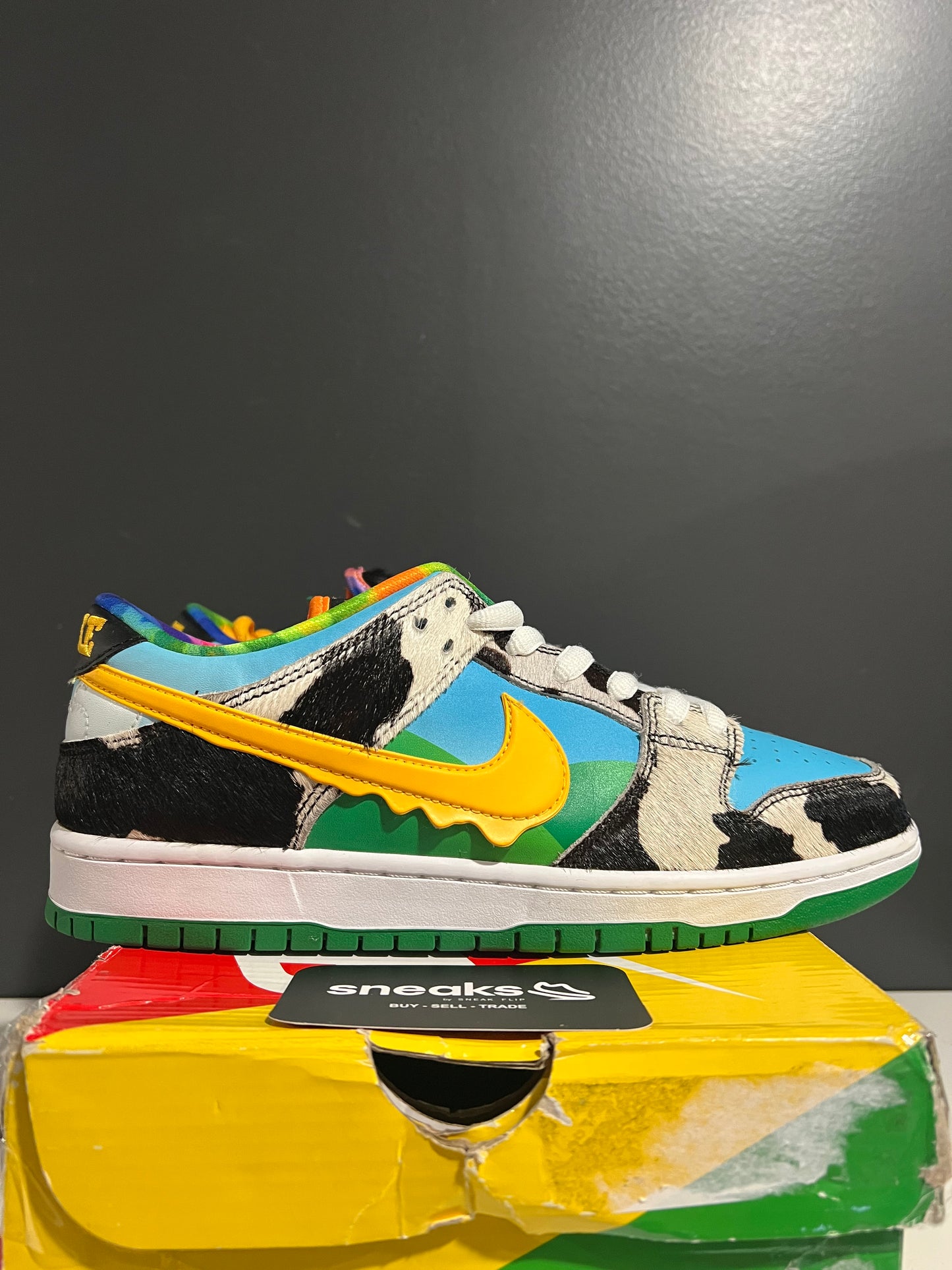 USED Ben & Jerry's x Dunk Low SB Chunky Dunky CU3244-100 SIZE 9M OG ALL AG25-217