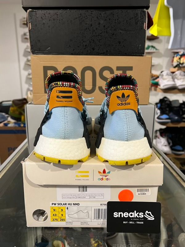 USED SIZE 9.5M adidas NMD Hu Pharrell Inspiration Pack Clear Sky - Used Damaged Box