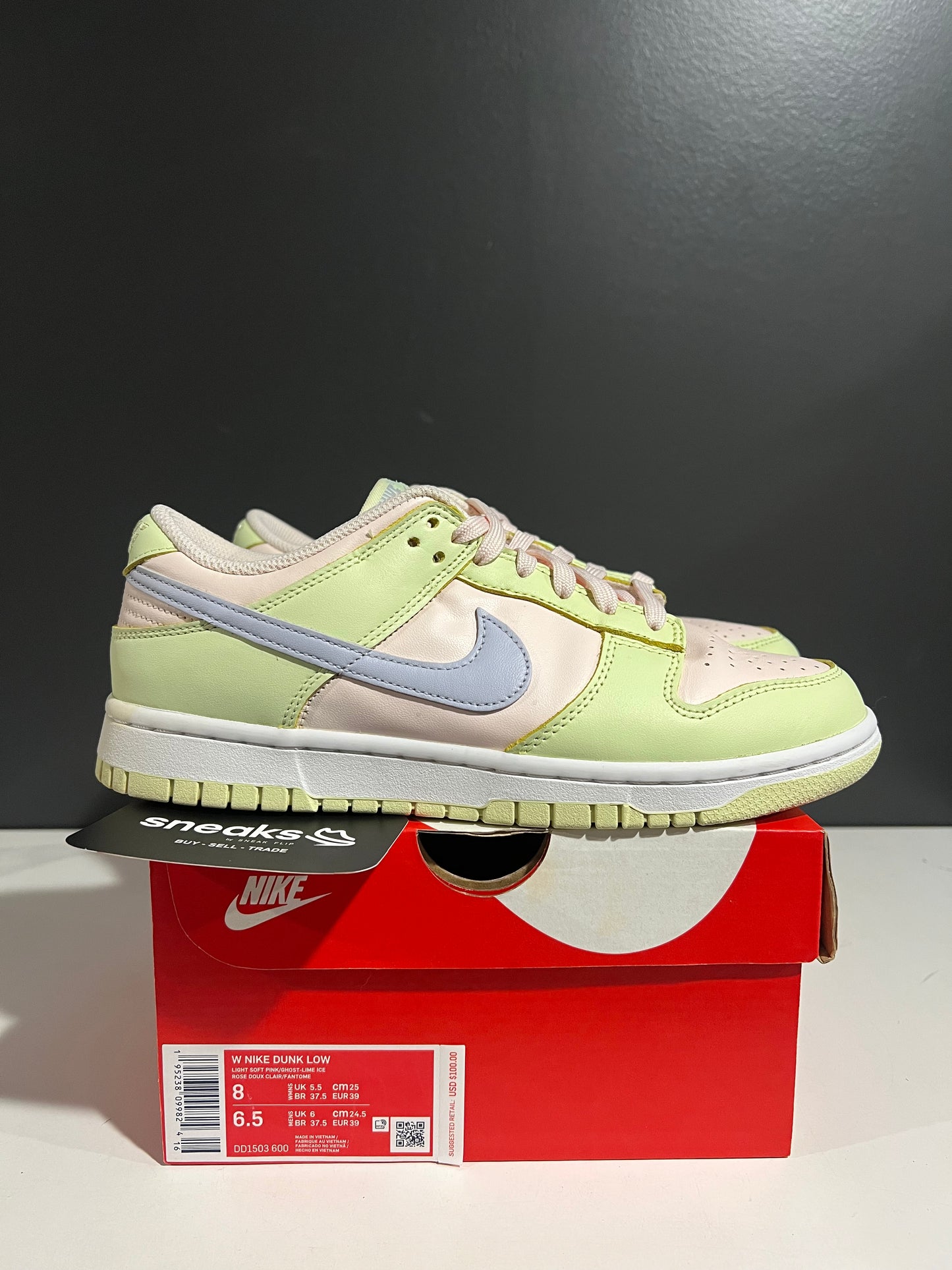 USED Wmns Dunk Low Lime Ice DD1503-600 SIZE 6.5M OG ALL AG25-239
