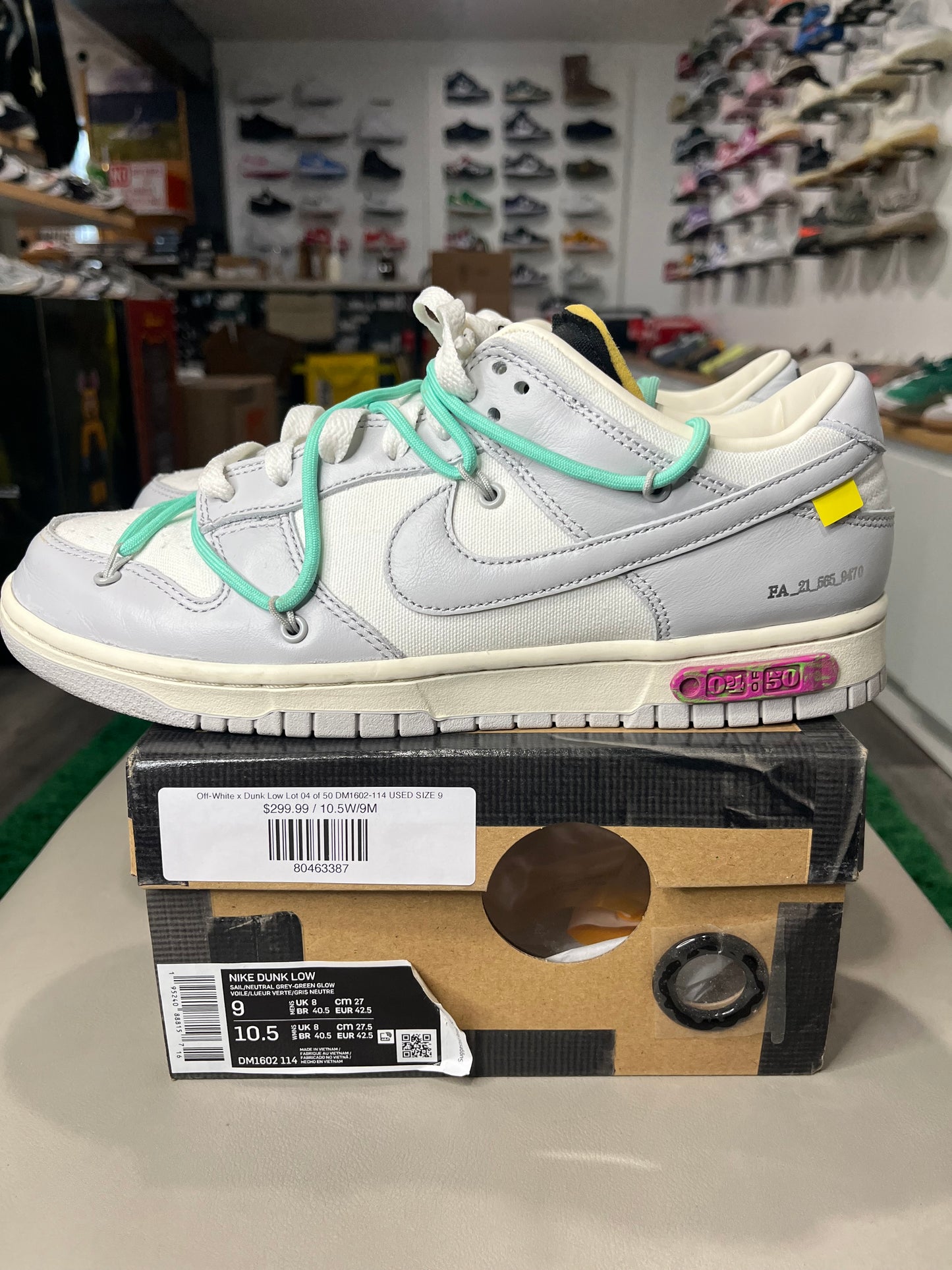 Off-White x Dunk Low Lot 04 of 50 DM1602-114 USED SIZE 9