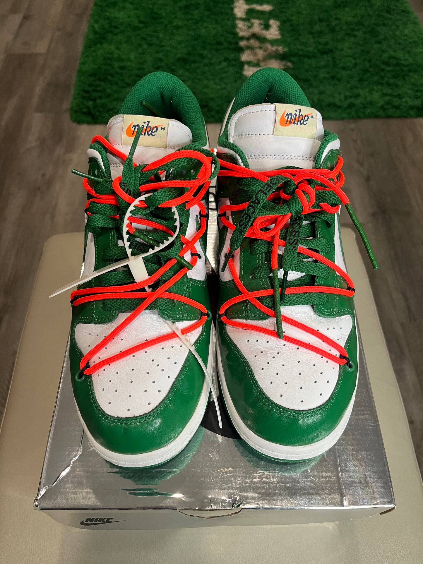 Off-White x Dunk Low Pine Green CT0856-100 USED SIZE 10M