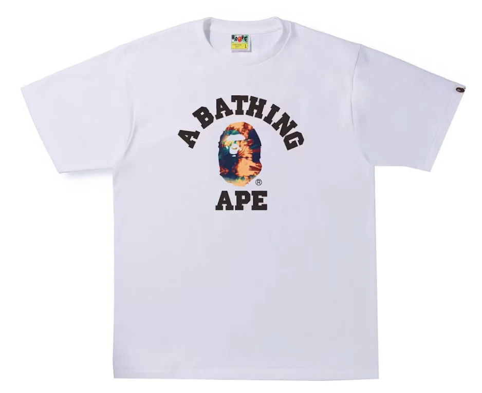 BAPE Tie Dye College Tee White/Navy