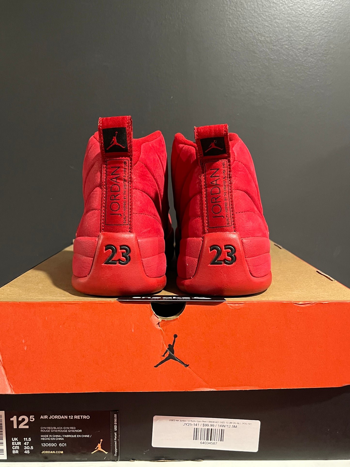 USED Air Jordan 12 Retro Gym Red 130690-601 SIZE 12.5M OG ALL JY25-141