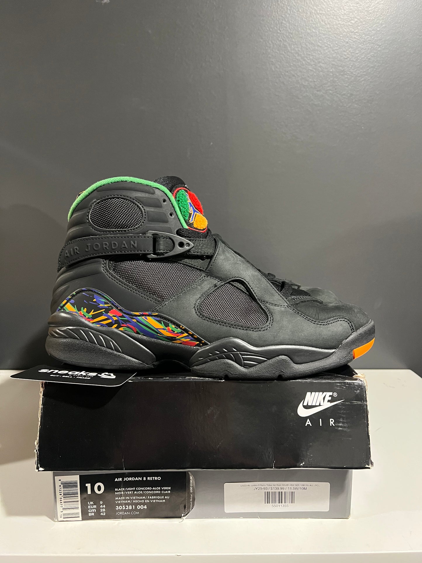 USED Air Jordan 8 Retro Tinker Air Raid 305381-004 SIZE 10M OG ALL JY25-93