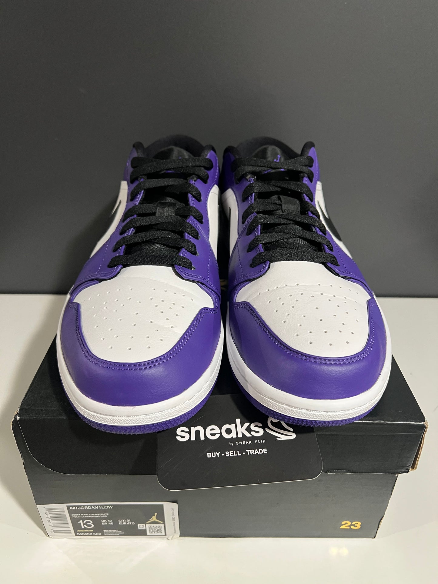 USED Air Jordan 1 Low Court Purple White Black 553558-500 SIZE 13M OG ALL JN25-320