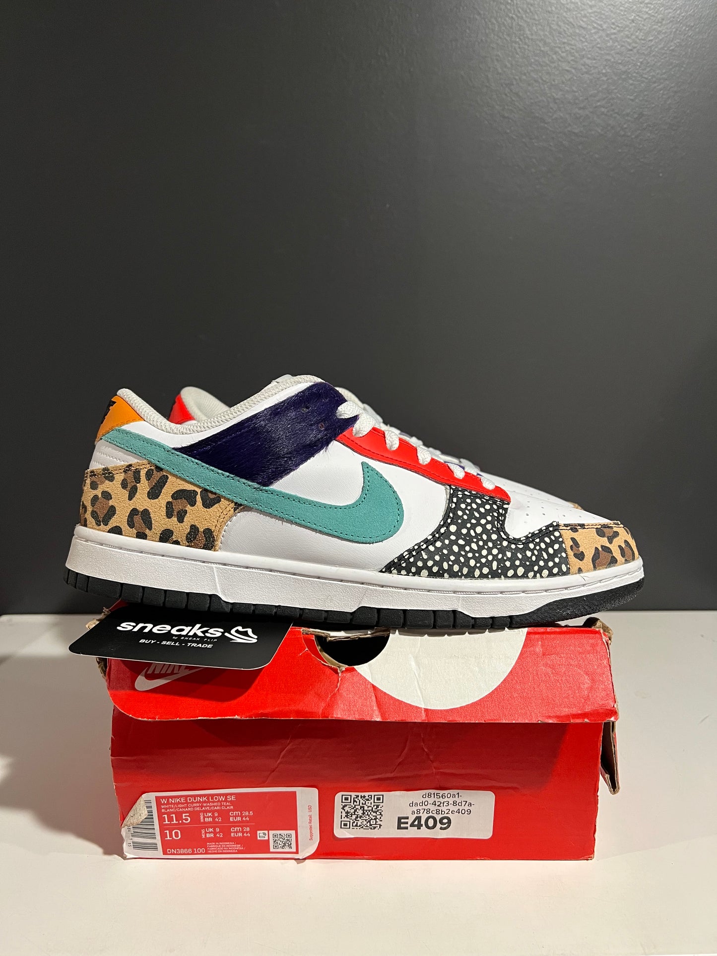 USED Nike Dunk Low SE Safari Mix (Women’s) DN3866-100 SIZE 10M OG ALL JY25-233