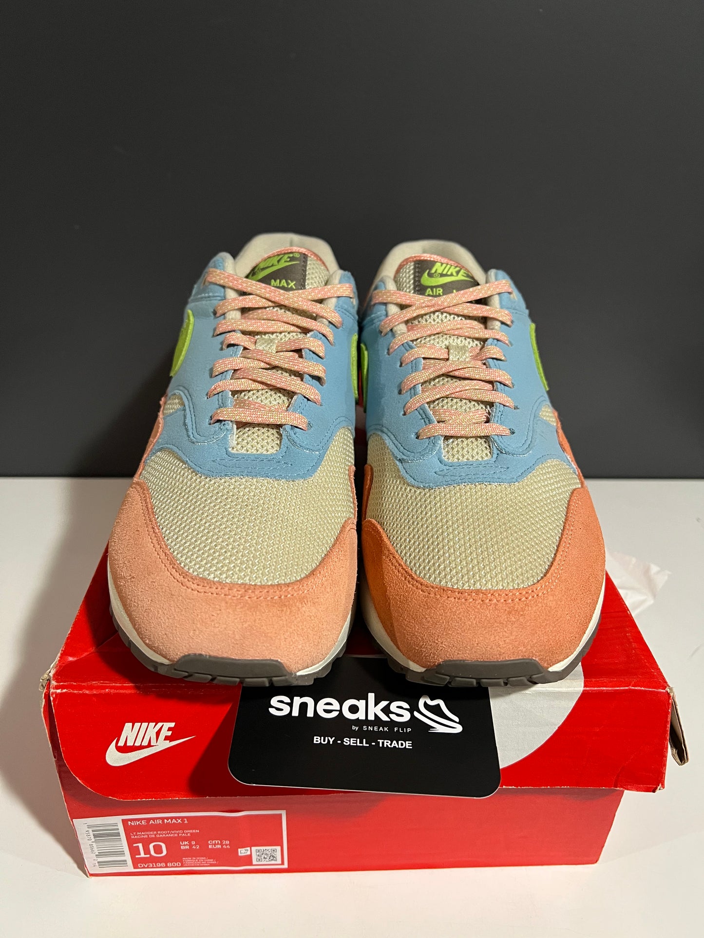 USED Nike Air Max 1 Light Madder Root Worn Blue DV3196-800 SIZE 10M OG ALL JY25-244