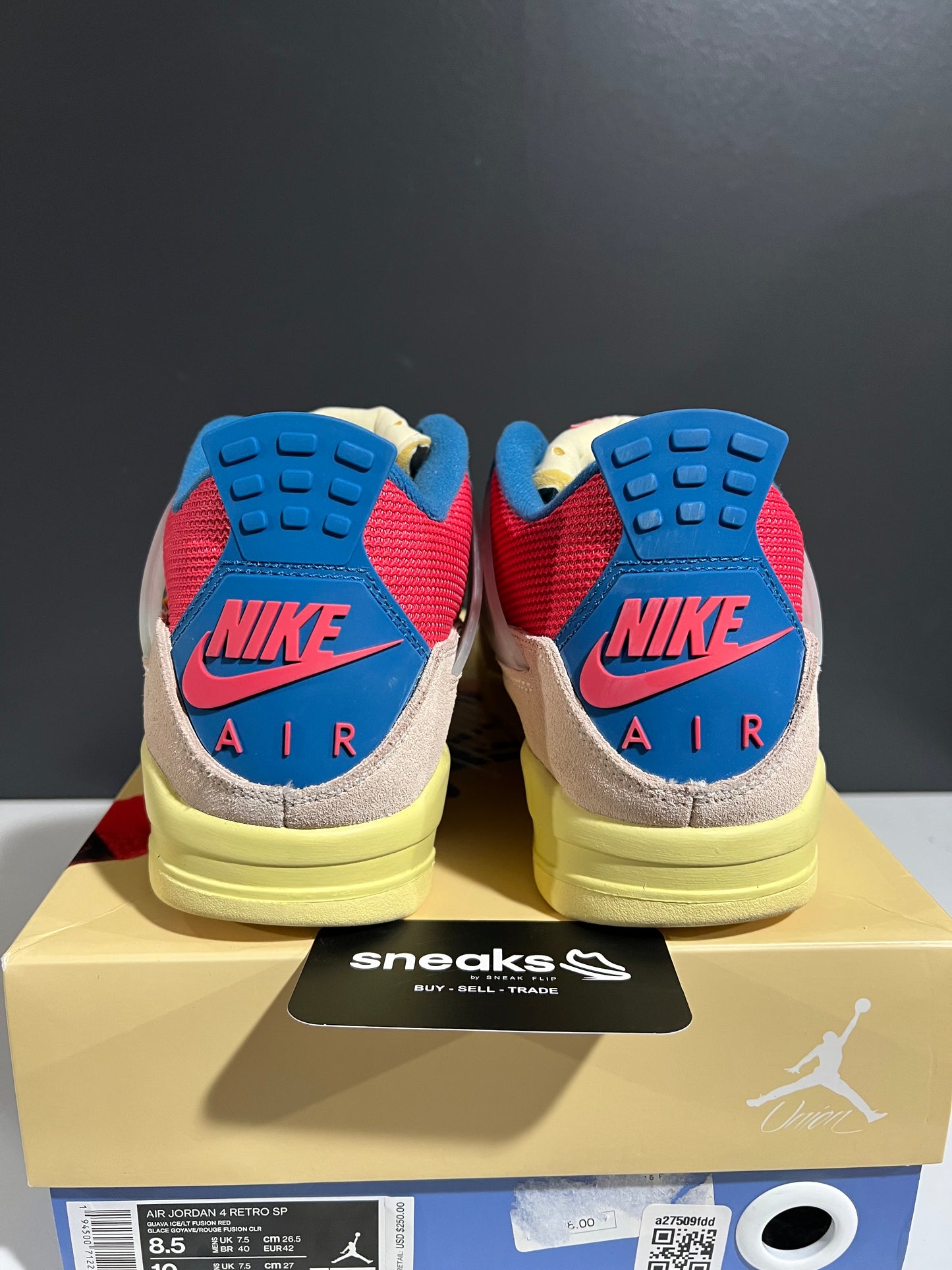USED Union LA x Air Jordan 4 Retro Guava Ice DC9533-800 SIZE 8.5M OG ALL SP25-084
