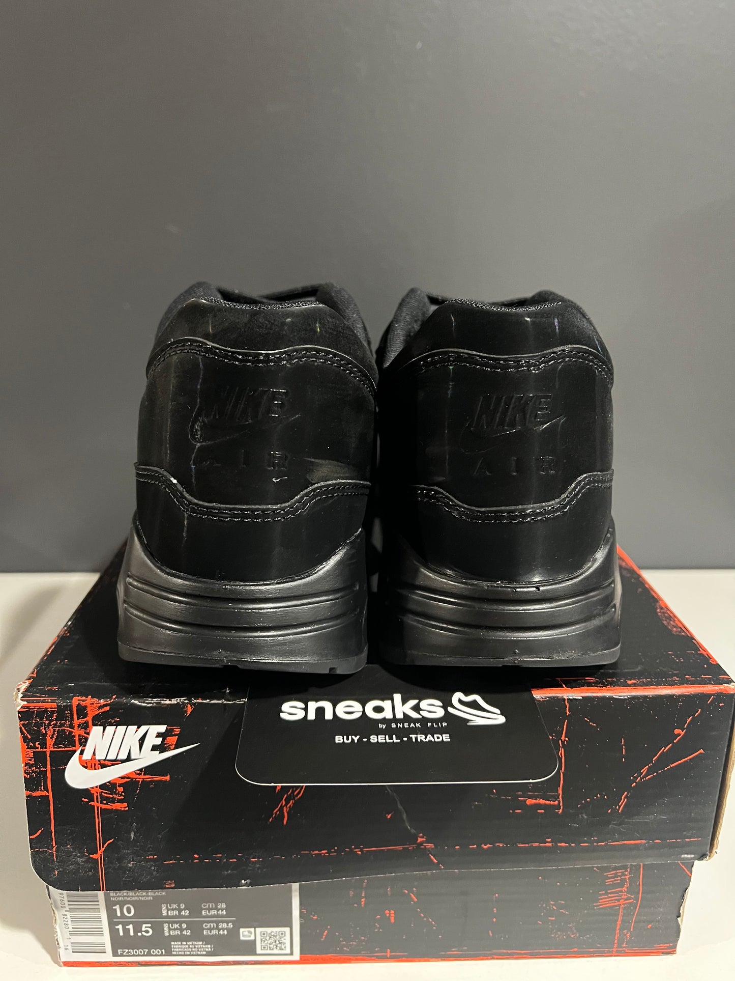USED Nike Air Max 1 ’86 OG Black Cat FZ3007-001 SIZE 10M OG ALL JY25-243