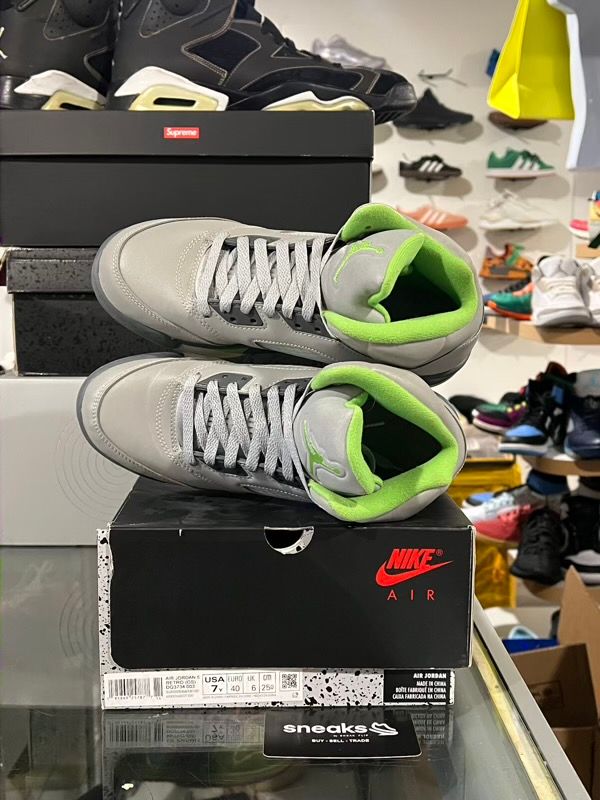 USED SIZE 7Y Jordan 5 Retro Green Bean (2022) (GS) - Used