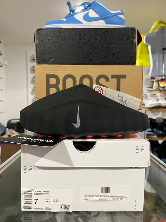 NEW SIZE 7W/5.5M Nike Mind 001 Slide Black Chrome (Women's)