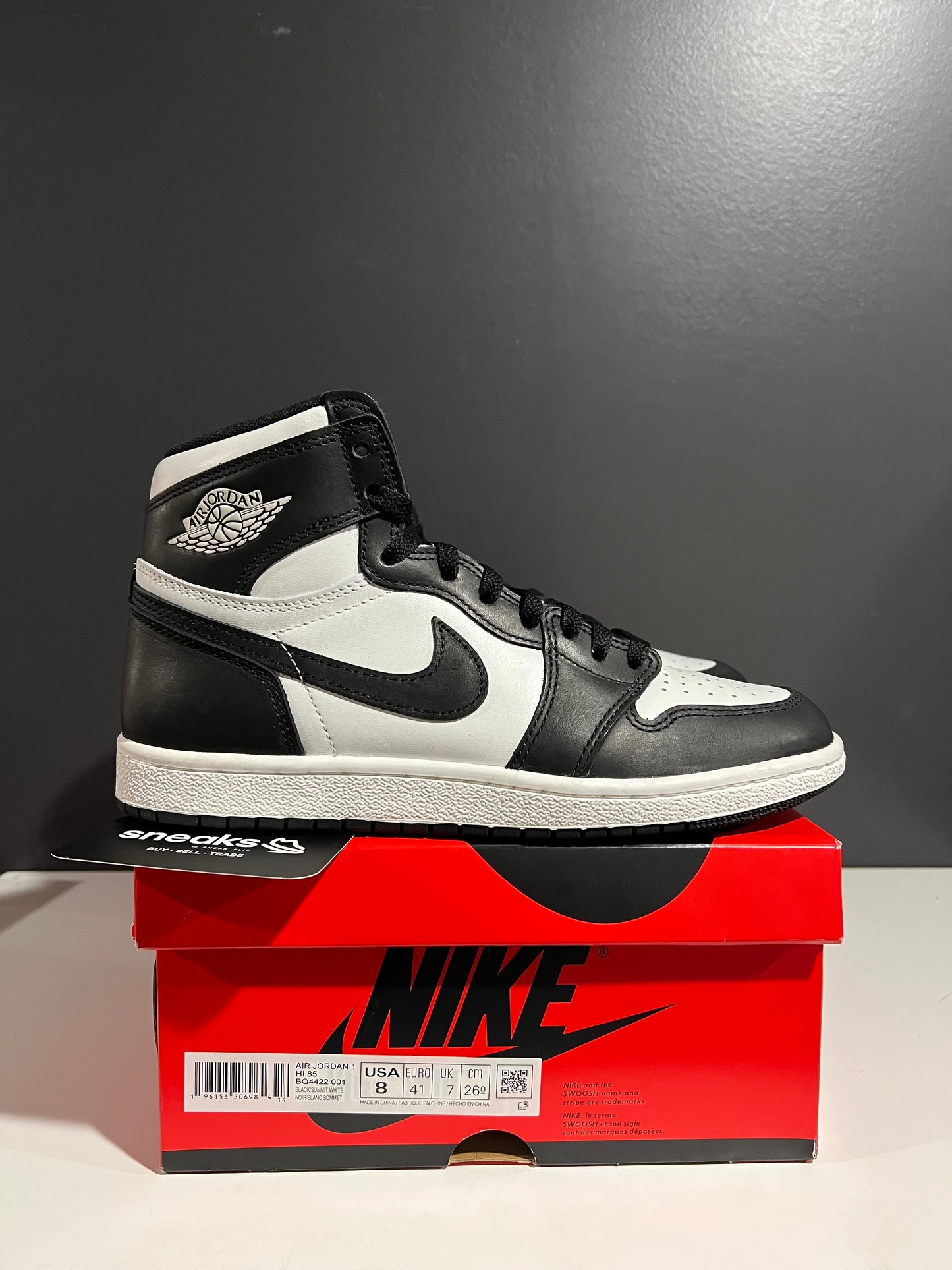 USED Air Jordan 1 Retro High '85 OG Black White BQ4422-001 SIZE 8M OG ALL JY25-306