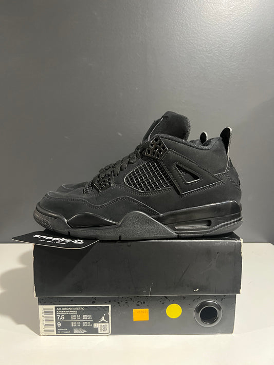 USED Air Jordan 4 Retro Black Cat 2020 CU1110-010 SIZE 7.5M OG ALL AG25-132