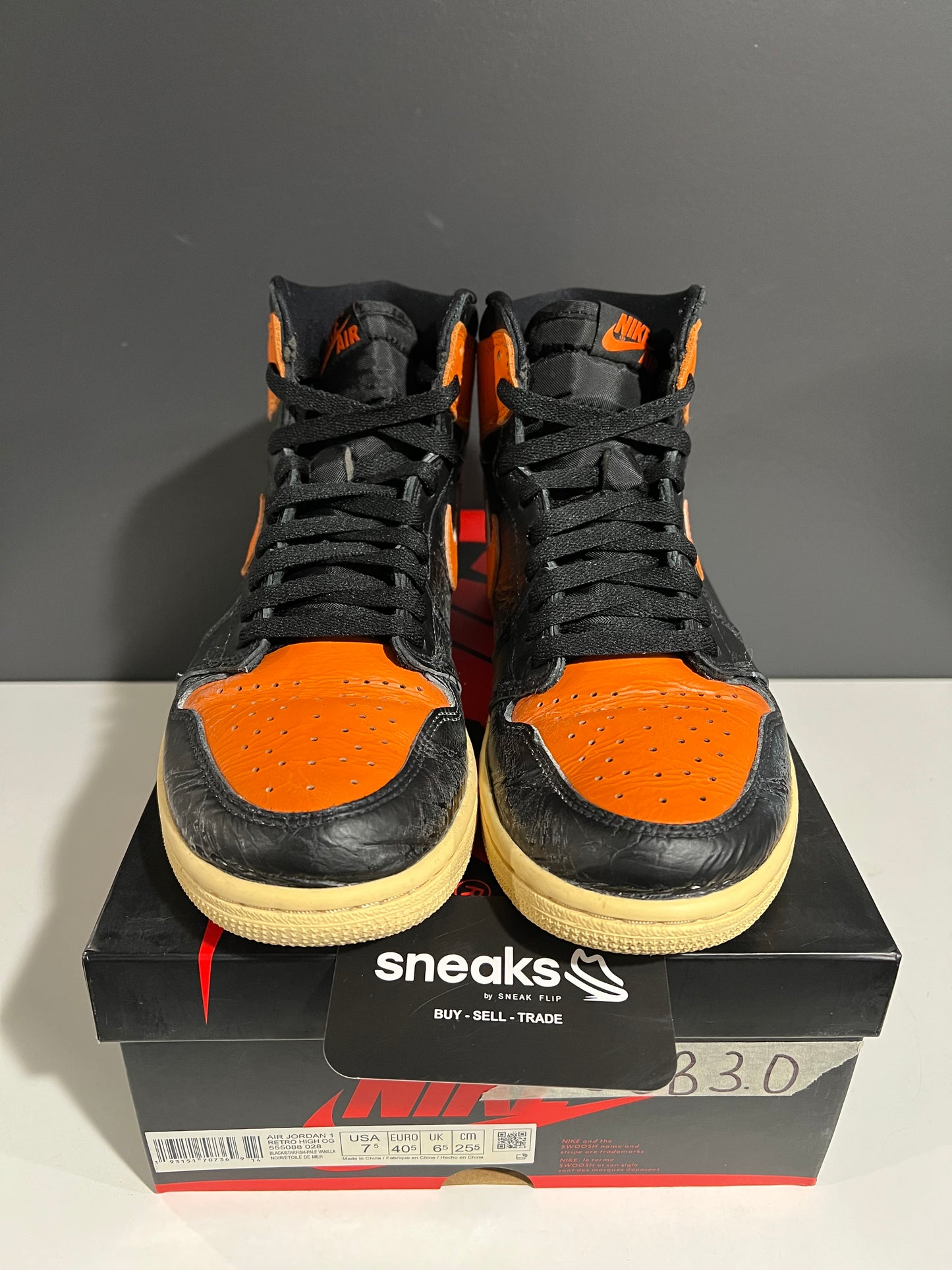 USED Air Jordan 1 Retro High OG Shattered Backboard 3.0 555088-028 SIZE 7.5M OG ALL AG25-378