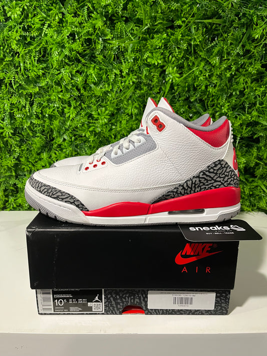 USED Air Jordan 3 Retro Fire Red 2022 DN3707-160 SIZE 10.5M OG ALL