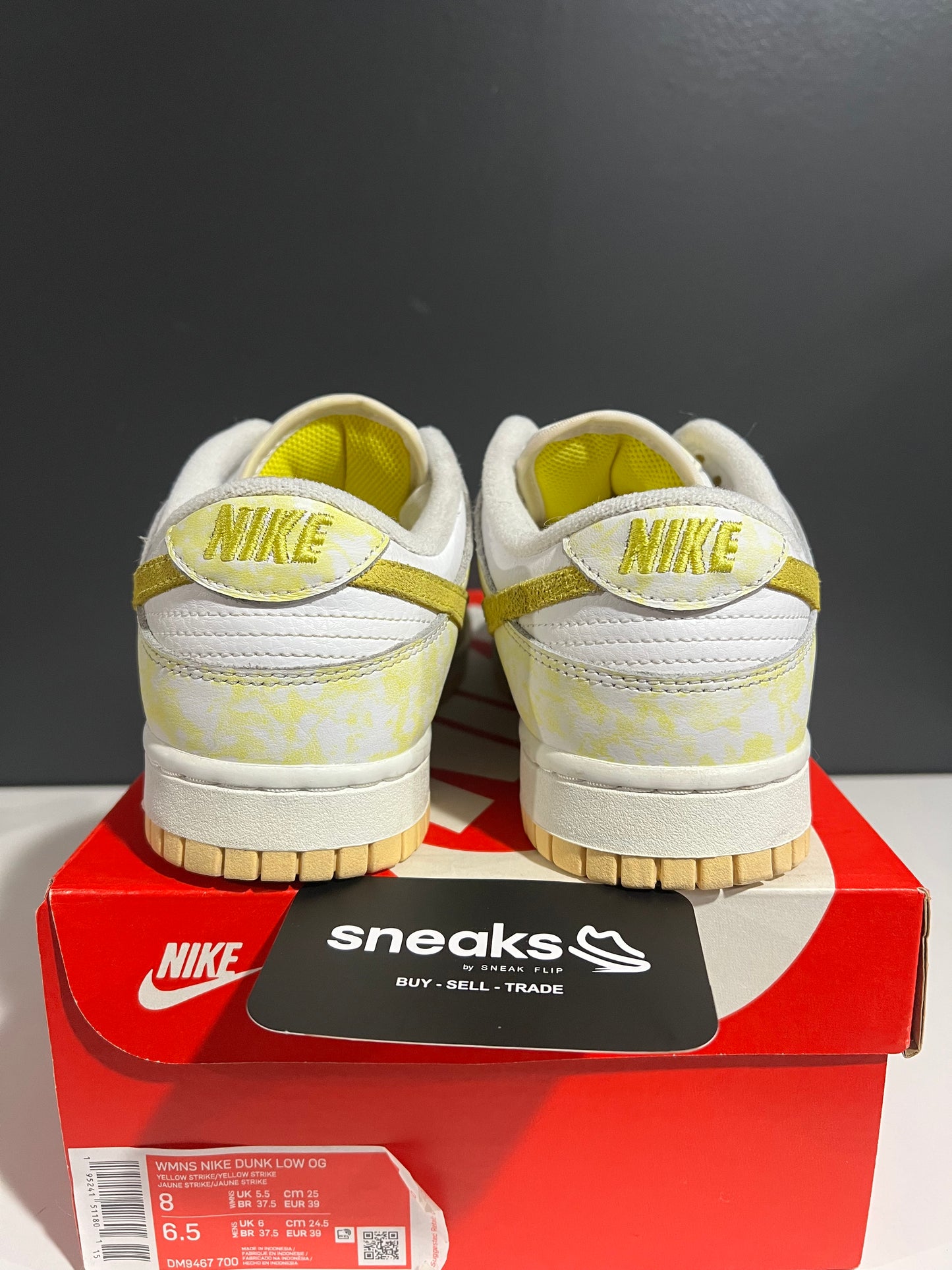USED Wmns Dunk Low OG Yellow Strike DM9467-700 SIZE 6.5M OG ALL AG25-242