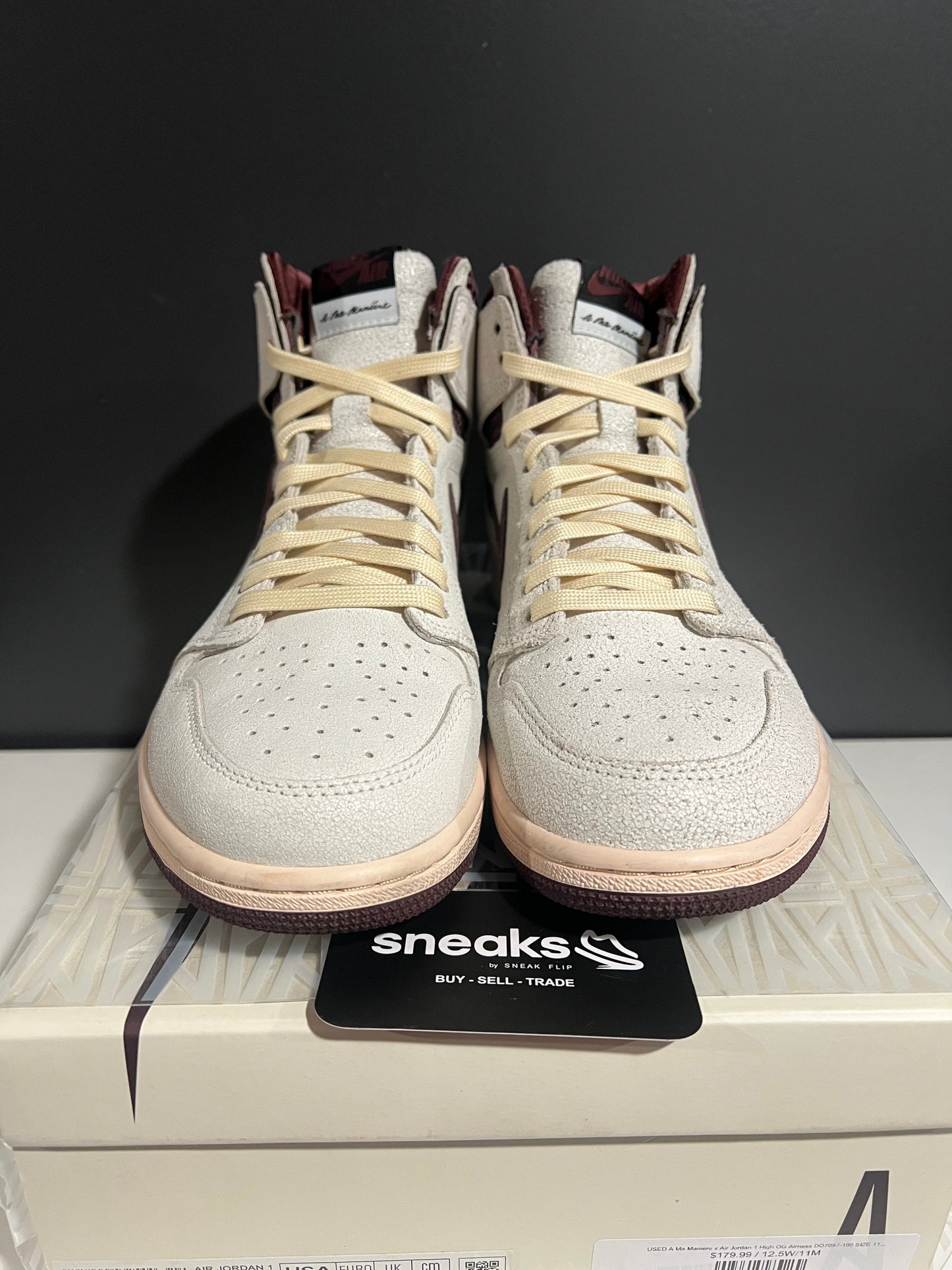 USED A Ma Maniére x Air Jordan 1 High OG Airness DO7097-100 SIZE 11M OG ALL JN25-116