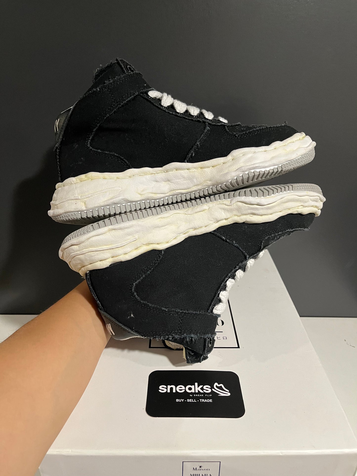 Maison Mihara Yasuhiro Wayne OG Sole Washed Canvas High Black - Used