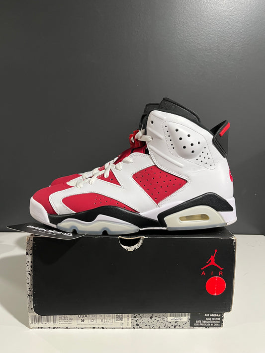USED Air Jordan 6 Retro Carmine 2021 CT8529-106 SIZE 9M OG ALL JN25-327