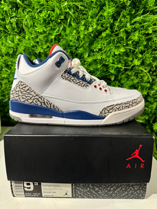 Air Jordan 3 Retro OG True Blue 2016 854262-106 USED SIZE 9.5M