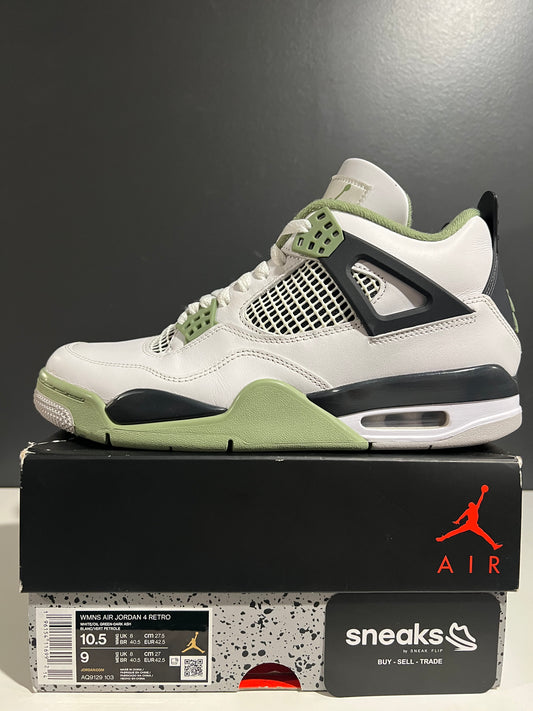 USED Wmns Air Jordan 4 Retro Seafoam AQ9129-103 SIZE 9M OG ALL AG25-250