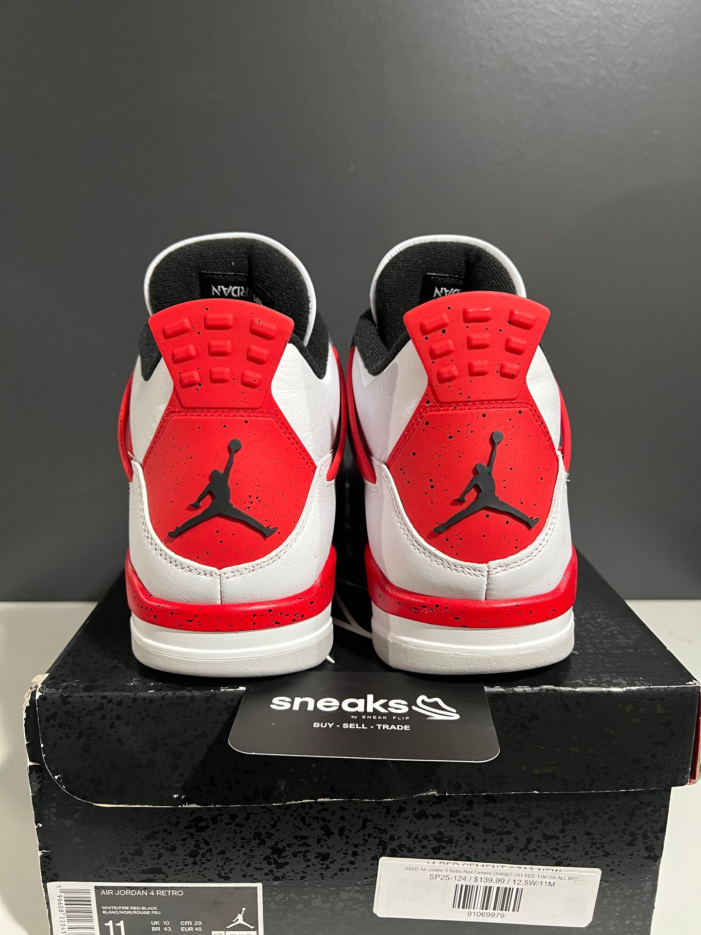 USED Air Jordan 4 Retro Red Cement DH6927-161 SIZE 11M OG ALL SP25-124