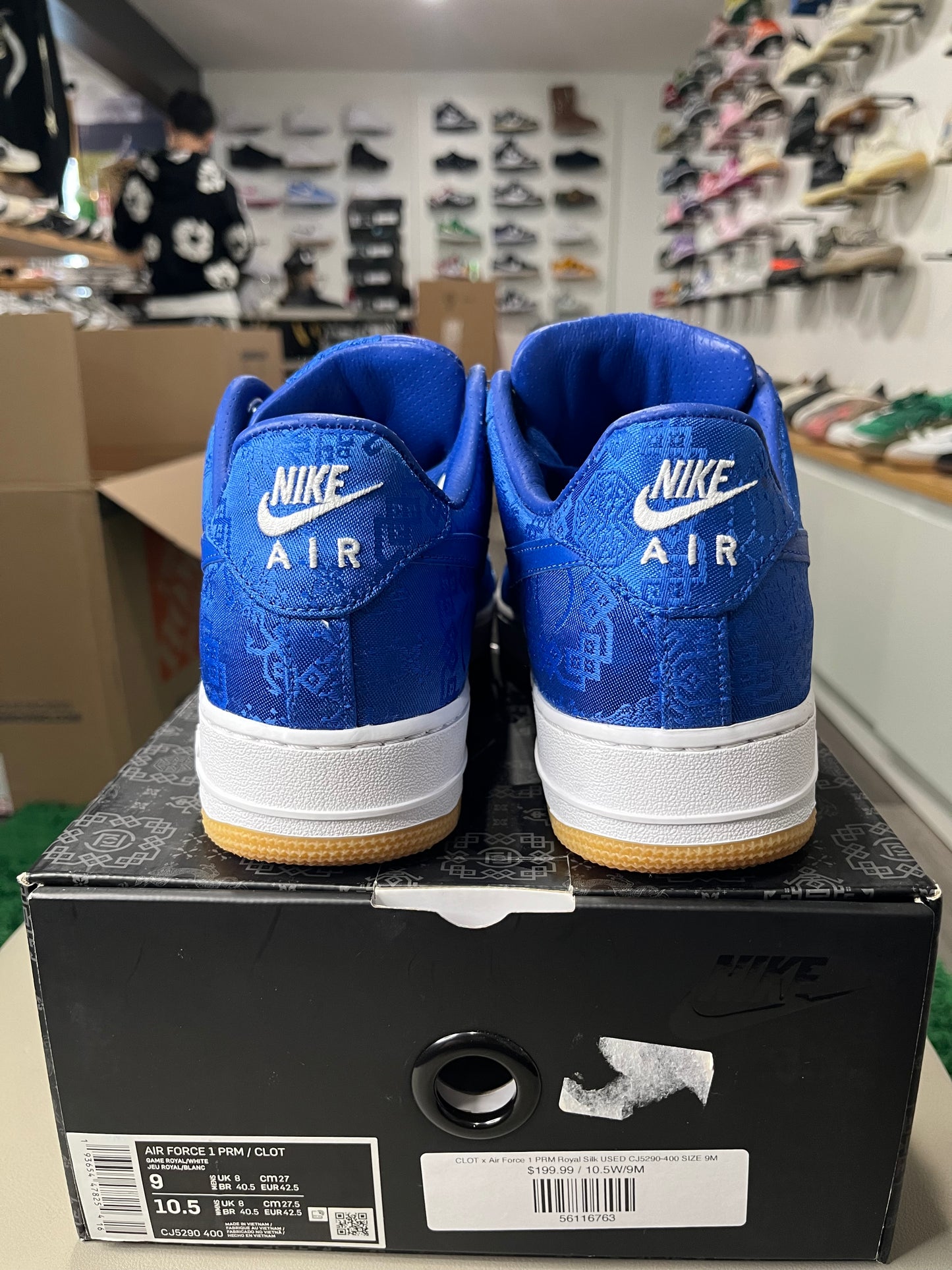 CLOT x Air Force 1 PRM Royal Silk USED CJ5290-400 SIZE 9M