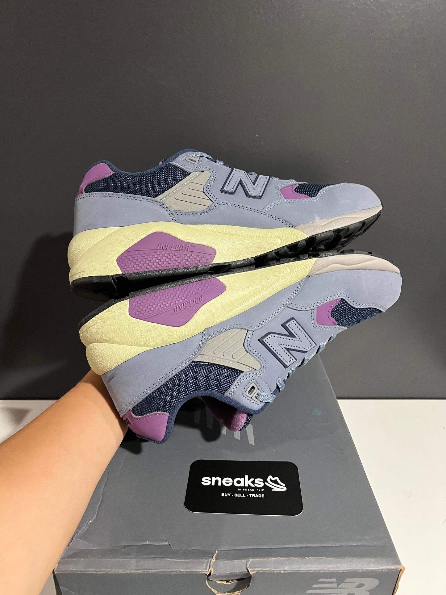 USED New Balance 580 Arctic Grey Grape MT580VB2 SIZE 10M OG ALL JY25-248