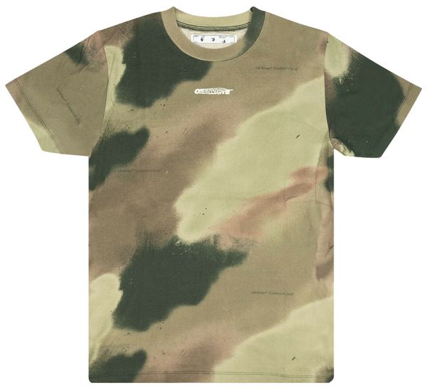 NEW Off-White Camo Barrel Workers T-Shirt Green OMAA027E20JER0226001