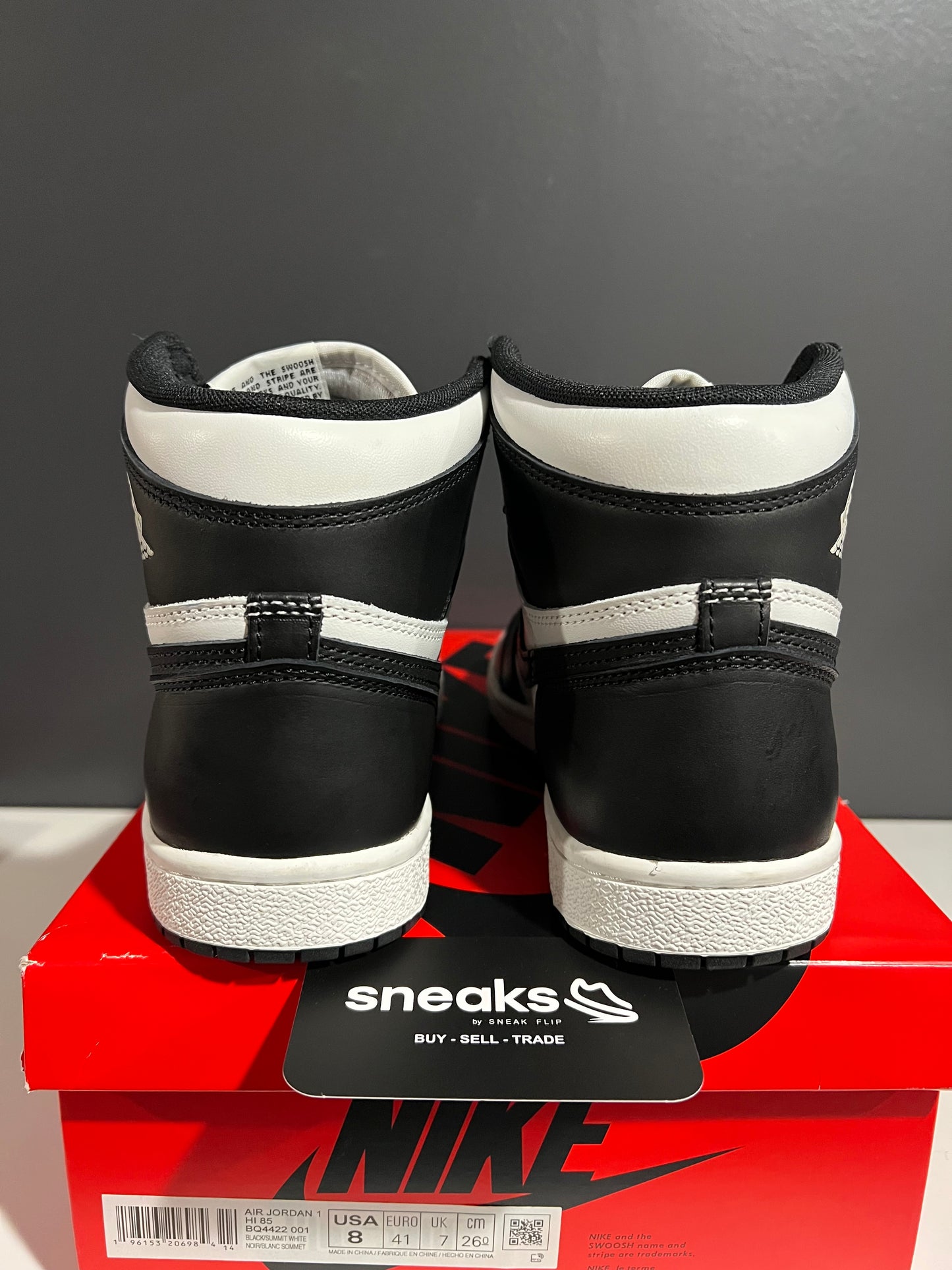 USED Air Jordan 1 Retro High '85 OG Black White BQ4422-001 SIZE 8M OG ALL JY25-306
