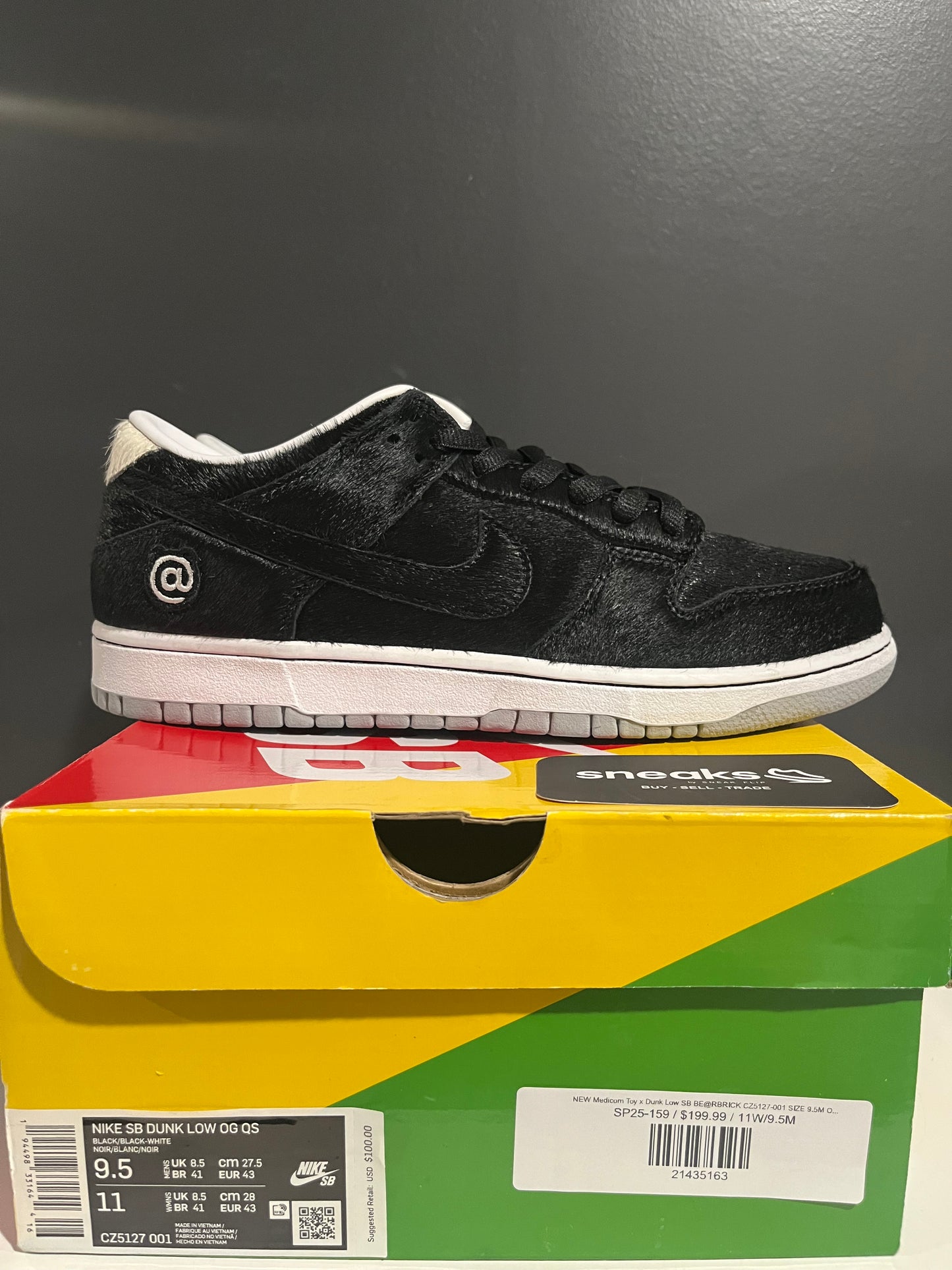 NEW Medicom Toy x Dunk Low SB BE@RBRICK CZ5127-001 SIZE 9.5M OG ALL SP25-159