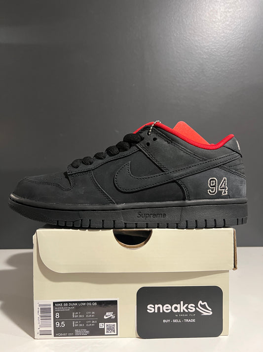 NEW Supreme x Dunk Low SB Black HQ8487-001 SIZE 8M OG ALL SP25-118